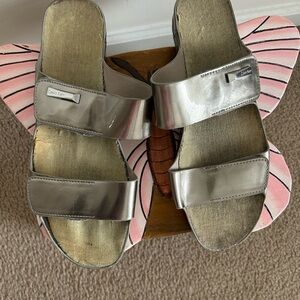 Calvin Klein Metallic Silver Slides